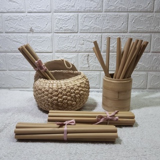 10 ống hút tre size lớn, dùng để uống sinh tố, cafe...có thể tái sử dụng.