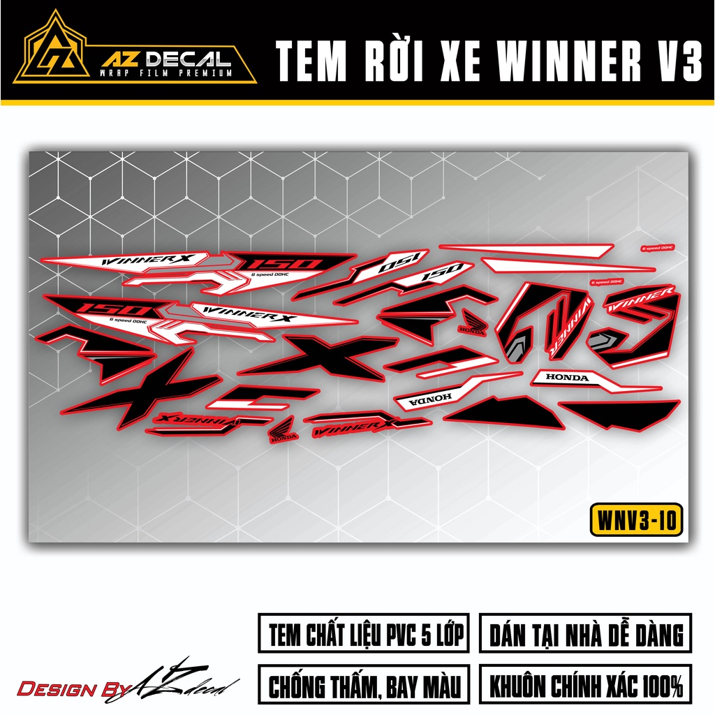 Decal Chế Xe Winner V3 - Winner X 2022 Cao Cấp | WNV3-10 | Tem Rời Cắt ...