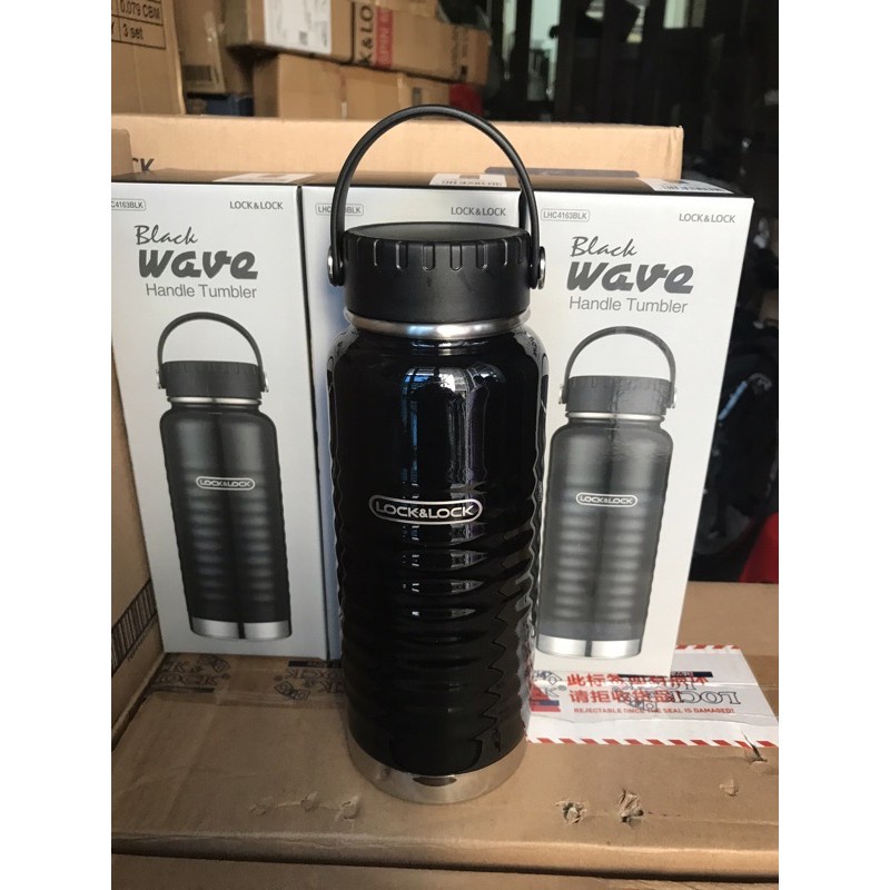 Bình giữ nhiệt LocknLock LHC4163BLK Wave Handle 900ml màu đen - K-MALL