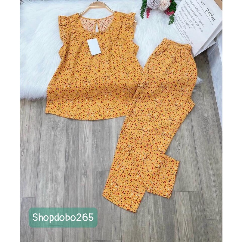 Đồ bộ nữ,đồ ngủ mặc nhà lửng 9 tấc vải lụa mango cao cấp BL 88 họa tiết hoa nhí dễ thương size 47-60kg.