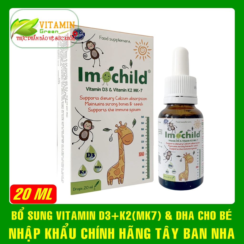 Loại thực phẩm Imochild Vitamin D3 & Vitamin K2 MK7 dùng để bổ sung những chất gì cho cơ thể?
