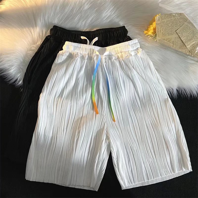 Black Plaid Beach Shorts Korean Style Summer 2022 Men's Fashion