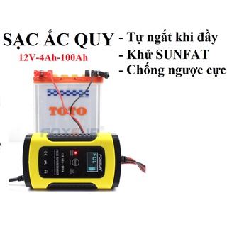 Sạc - Sạc bình ắc quy xe máy ô tô 12v 100ah FOXSUR tự ngắt khi đầy, máy sạc bình ac quy tự động chống ngược cực