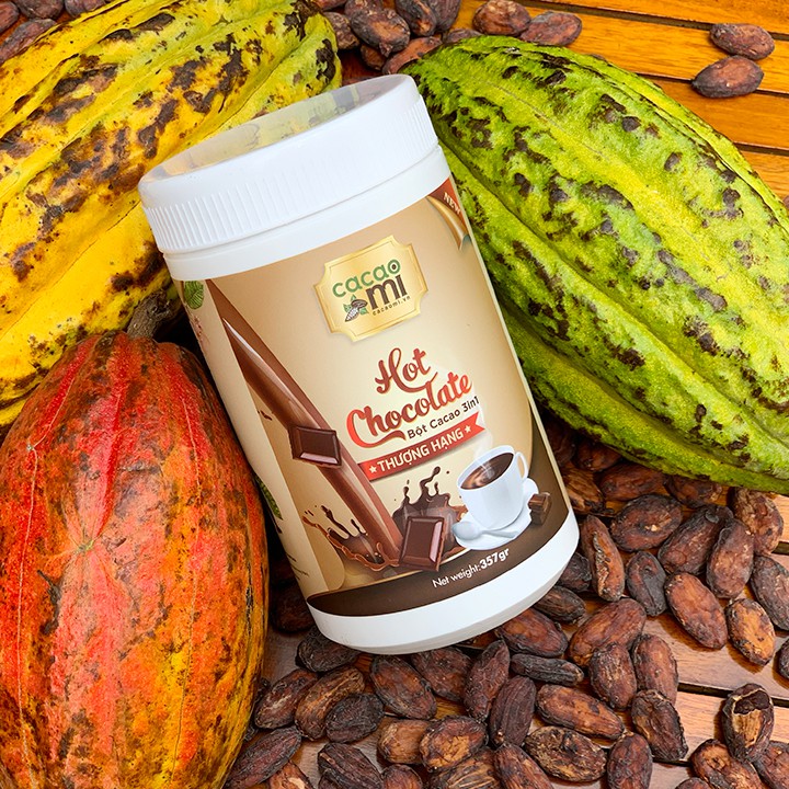 Ảnh Bột socola Hot Chocolate CacaoMi thức uống sô cô la nóng thơm đậm cacao hộp thượng hạng 357g 4