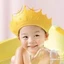 Mũ gội đầu chắn nước bảo vệ tai và mắt hình vương miện, nón tắm có thể điều chỉnh vòng đầu, chất liệu PP + TPE cao cấp