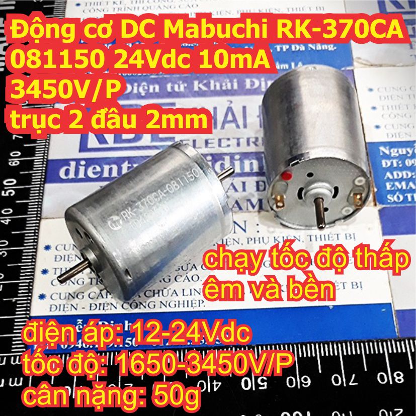 Động cơ DC Mabuchi RK-370CA-081150 24Vdc 10mA 3450V/P trục 2 đầu 2mm ...