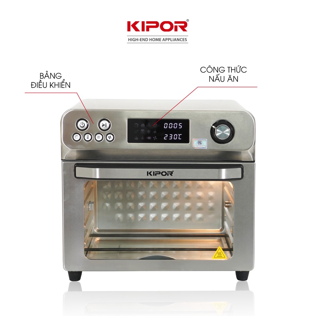 Mô tả Nồi chiên không dầu KIPOR KP-AF655-24L-Nướng 2 mặt trên dưới RAPID AIR đối lưu-Thân inox304-Bảo hành tại nhà 12 tháng - 2