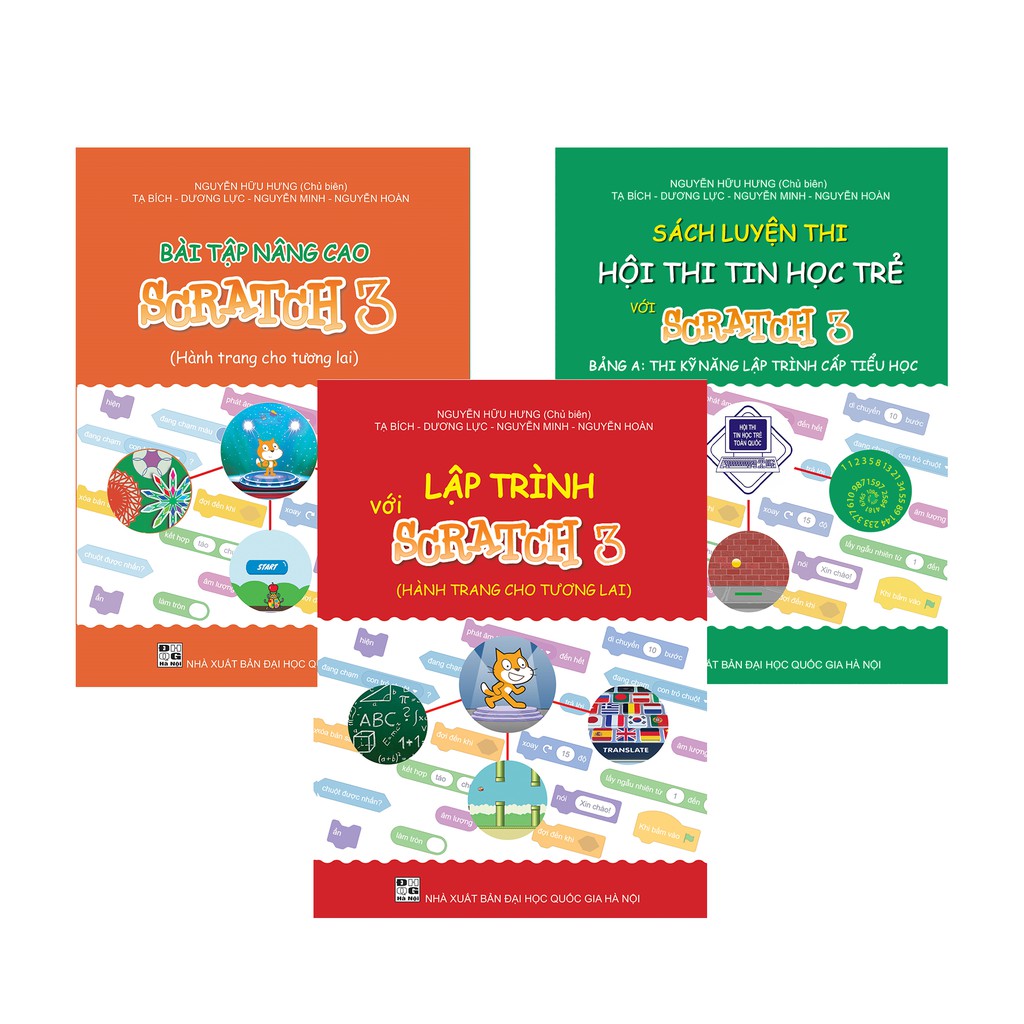 Combo 3 sách Lập trình với Scratch 3, Bài tập nâng cao và Luyện thi tin học trẻ cấp Tiểu học