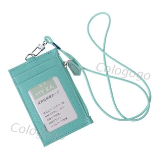Ví da PU mini đựng thẻ có dây đeo cổ tiện lợi