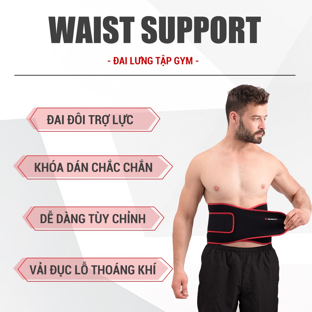 Đai lưng tập gym, đai lưng cột sống cao cấp GoodFit GF723WS
