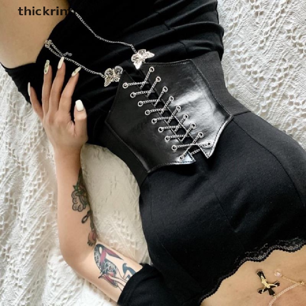 THI Nữ Gợi Cảm Corset Underbust Gothic Dây Xích Curve Shaper Dây Đeo Giảm Béo