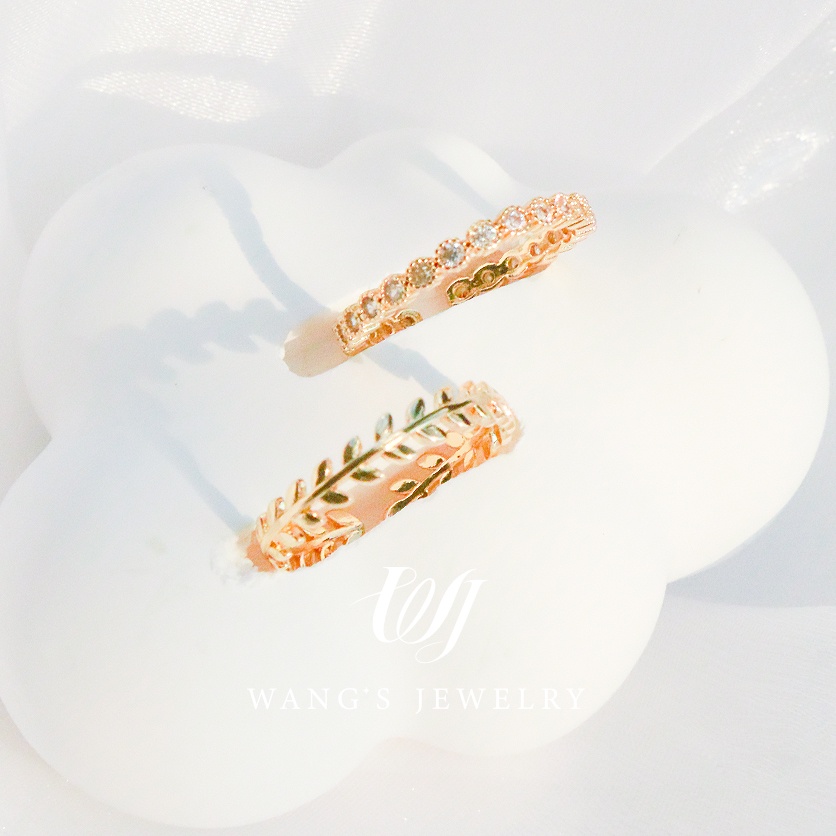 Nhẫn Hở Mạ Vàng 18k Đính Đá Zircon Hình Chiếc Lá Đơn Giản