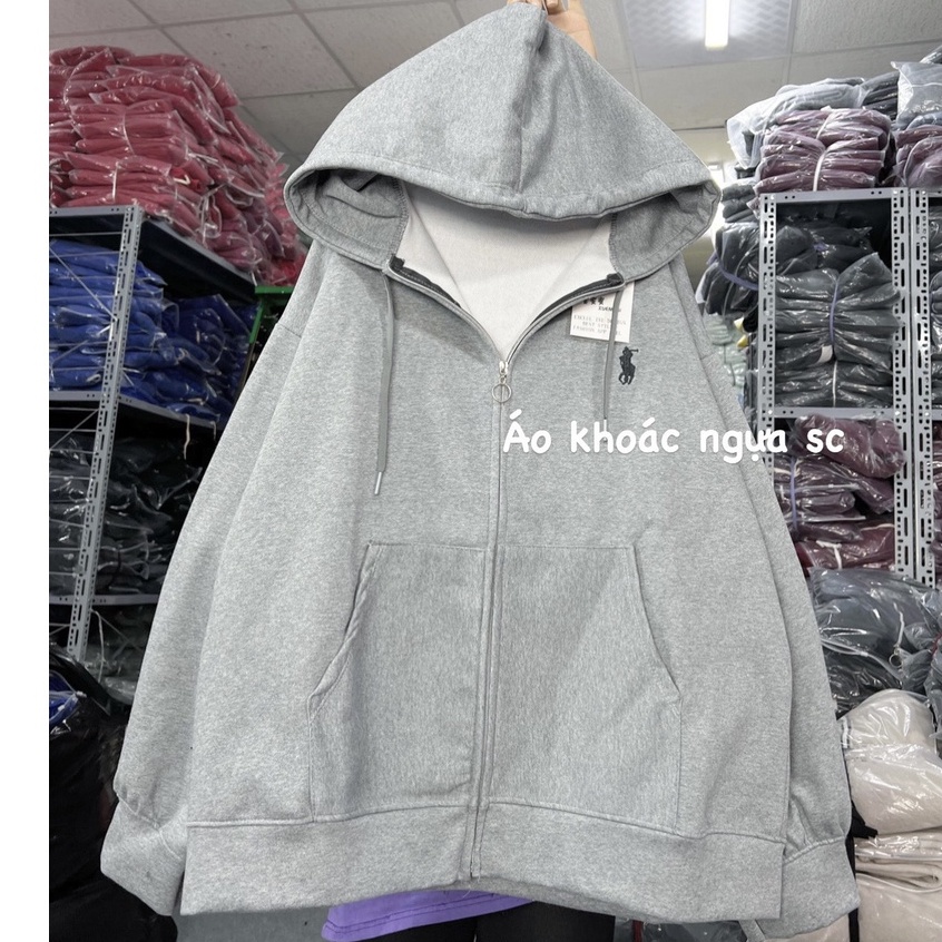 Áo Khoác Nỉ Hoodie logo ngựa Trơn Nam Nữ Ulzzang Unisex logo thêu, chất nỉ đanh [FREE SHIP].