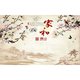 Tranh 3D dán tường phòng khách phong cách INDOCHINE hiện đại, tặng keo và dụng cụ dán...