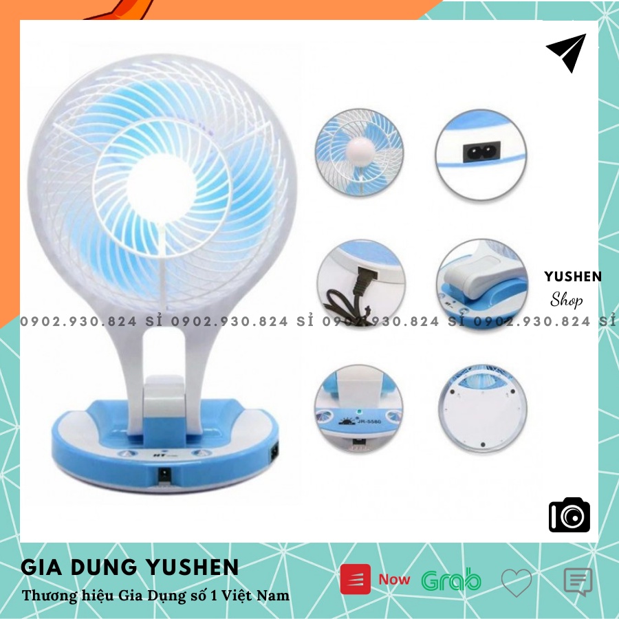 QUẠT SẠC ĐIỆN CÓ ĐÈN PIN MINI FAN JR-5580, THIẾT KẾ 2 TỐC ĐỘ 3 CÁNH ...
