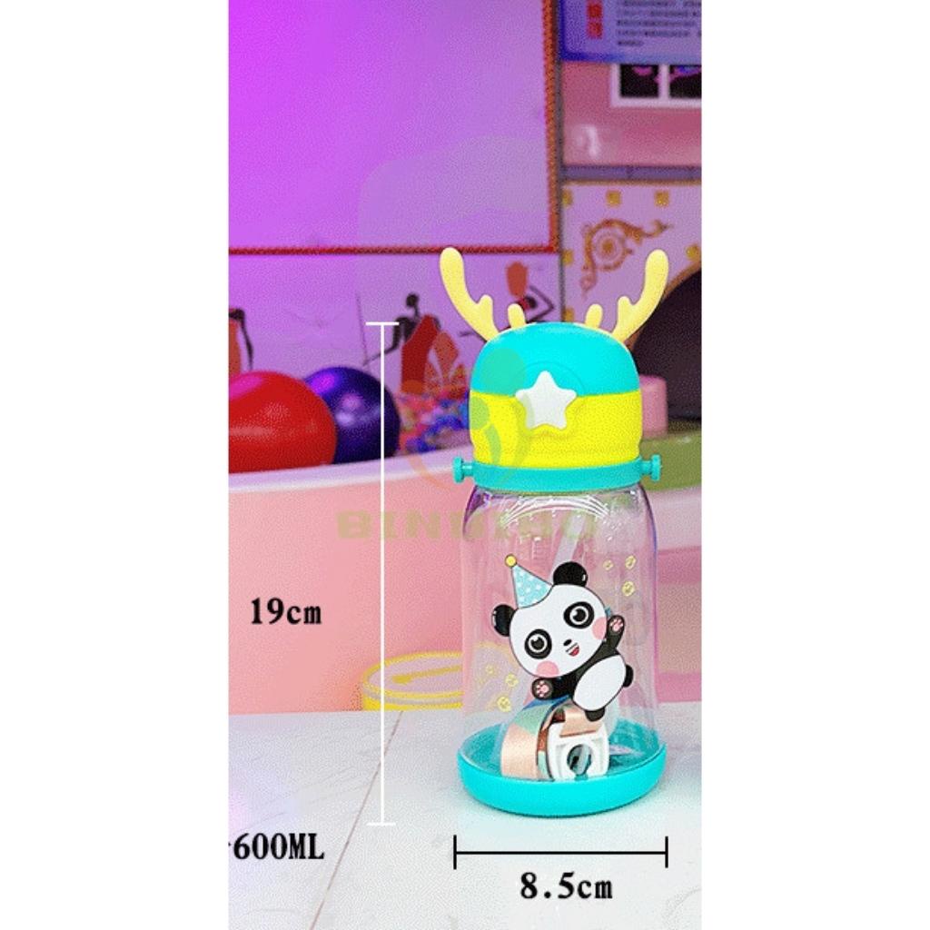 Bình đựng nước có vòi hút cute cho bé đi học dung tích 600ml - Binbibo