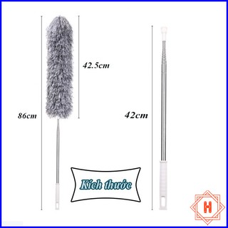 Chổi Quét Trần Bằng Sợi Vải Siêu Nhỏ Inox Cán Dài Cao Cấp Đầu Chổi Linh Hoạt { H }