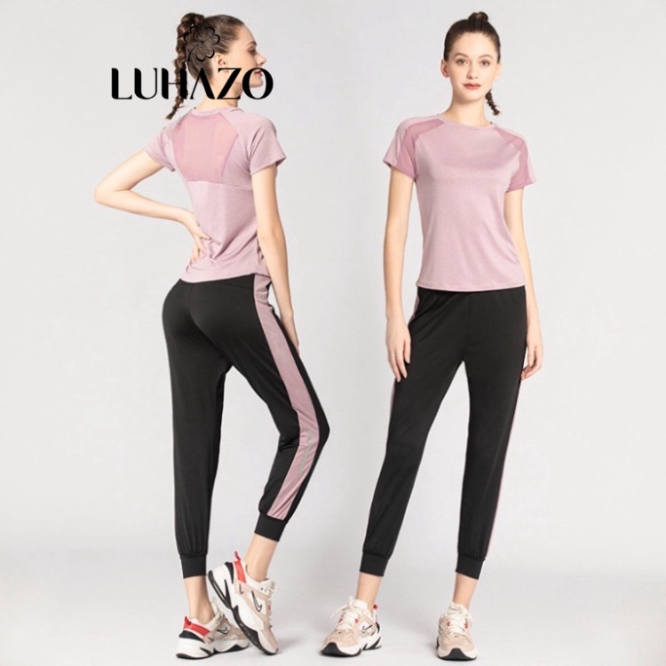 Bộ Đồ tập gym nữ LUHAZO yoga erobic nữ áo ngắn tay quần dài chất co giãn 4 chiều thấm hút tốt YJCKPS&YJDXW D10T2&3 spe
