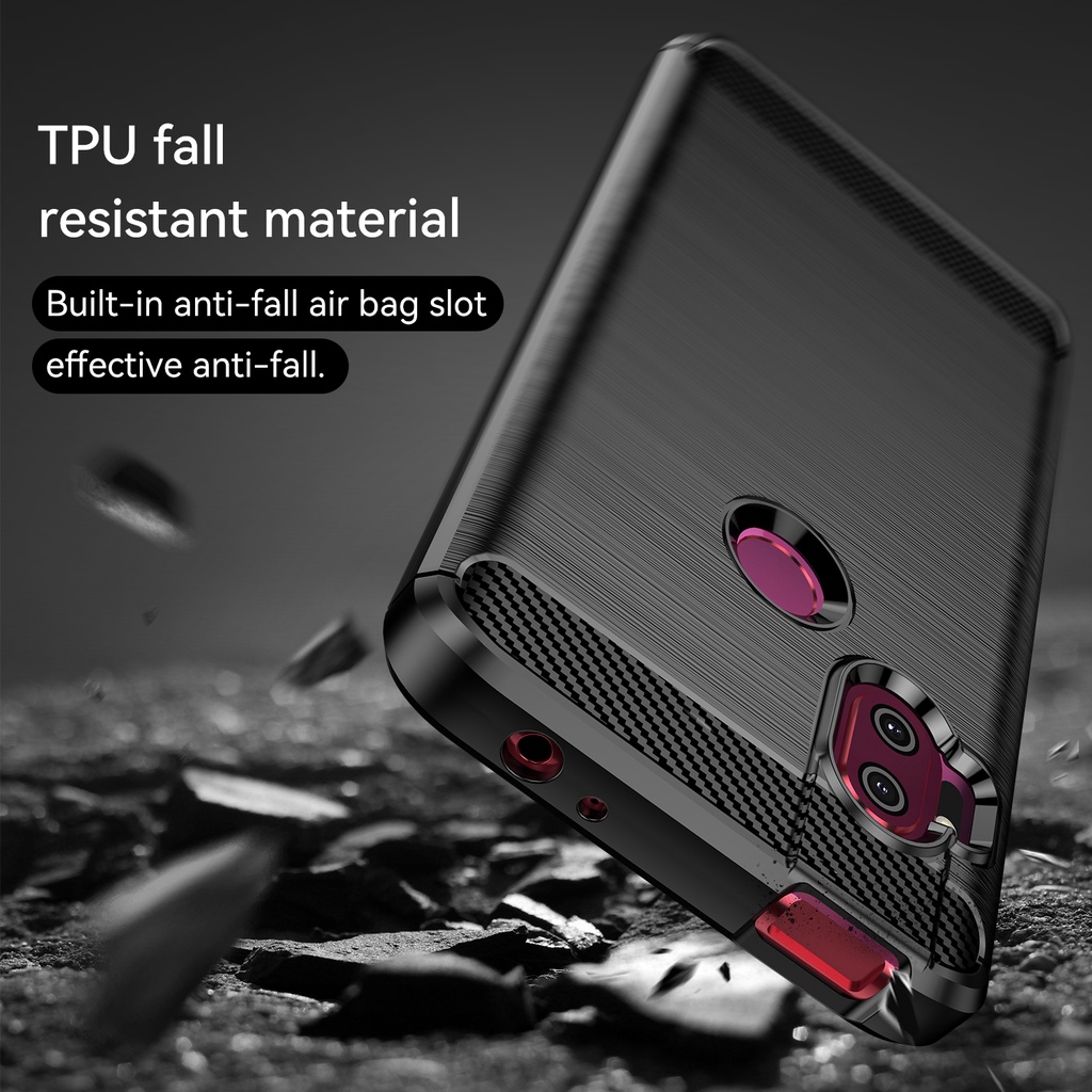 Sợi Carbon Chải Sọc Motorola Moto One Hyper Silicone Mềm tpu Vỏ Điện Thoại Chống Sốc Vỏ Bảo Vệ