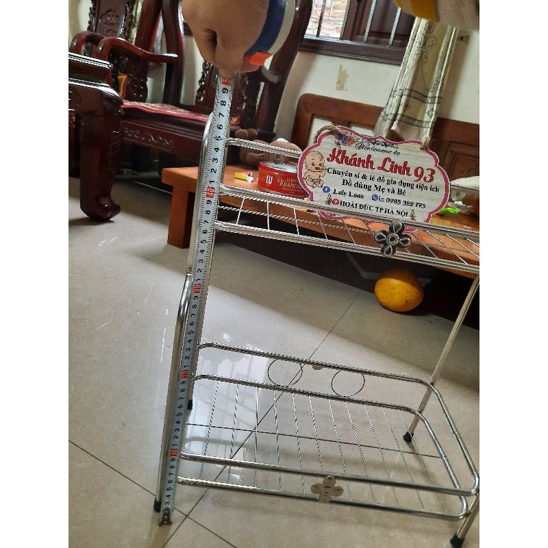 Kệ đựng gia vị nhà bếp inox 2 tầng treo tường, kệ nhà tắm đa năng