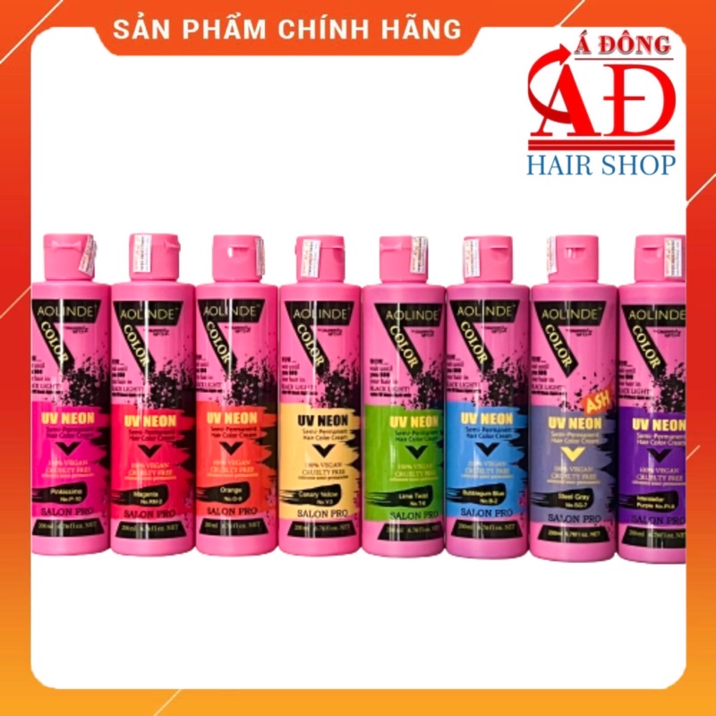 [+Mũ trùm] MÀU NHUỘM TÓC HIGHLIGHT TRÊN NỀN TÓC TẨY LEVEL8 +PHÁT SÁNG DƯỚI ĐÈN UV NEON AOLINDE 200ML
