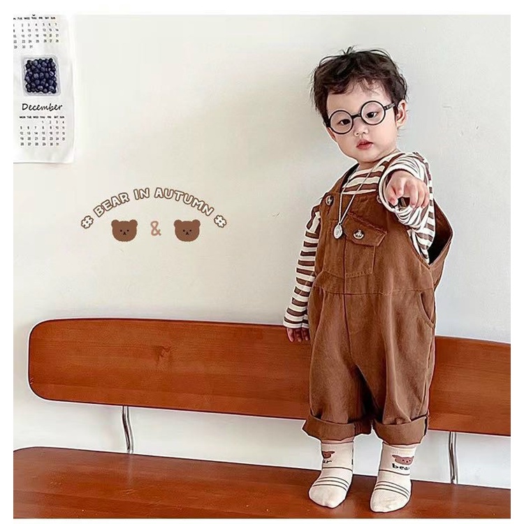 Combo 5 Đôi Cotton Cho Trẻ Em Bé Trai Bé Gái Cổ Cao Phối Hình Gấu Nâu Dễ Thương cho bé từ 1 - 12 Tuổi