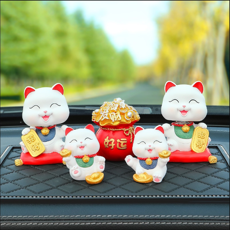 Decor mèo thần tài thỏi vàng trang trí taplo oto , phụ kiện xe hơi sáng tạo, hoặc để bàn làm việc có tặng kèm sáp thơm