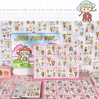 Sticker Cute Dễ Thương Ngẫu Nhiên [ 6 tấm ] Trong Set 100 Tấm Và Stickers Vintage Dán Sổ Decor Siêu Xinh ST1