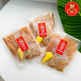 Bánh tráng dẻo tôm lục vị chà bông 💖TIGER FOOD💖 Bánh tráng dẻo tôm cuộn full topping 7 món siêu ngon - Đồ ăn vặt Snack