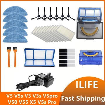 Bộ Lọc Hepa + Chổi Bên + Tấm Lọc Hepa Chuyên Dụng Cho Robot Hút Bụi ILIFE V5 V5s V3 V3s V5pro V50 V55 X5 V5s Pro