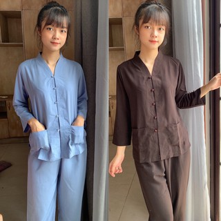 Bà Lai 2Túi Áo Nữ # Đồ Bộ Nữ Đi Chùa