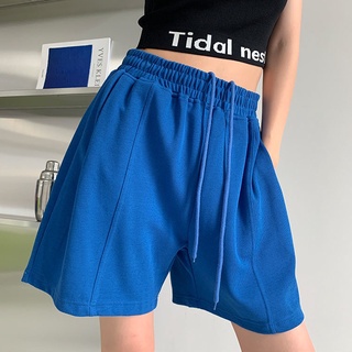 Quần ngắn ống rộng co giãn eo cao màu trơn dành cho nữ – Quần short dáng rộng thường ngày mùa hè vừa vặn 5 "