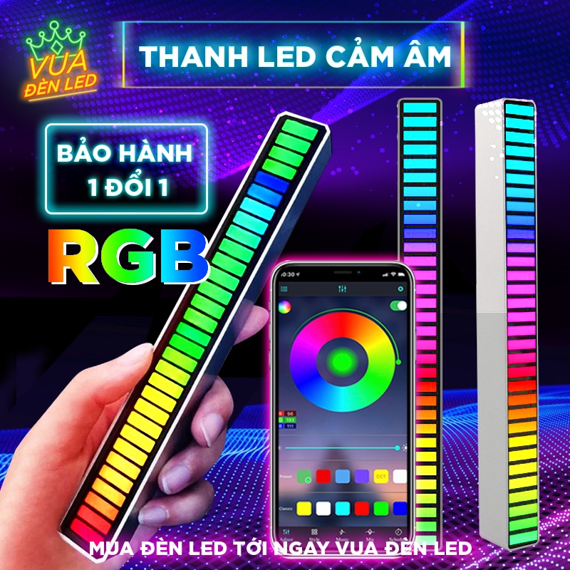 Thanh đèn Led RGB nháy theo nhạc, cảm biến âm thanh siêu nhạy, có ...