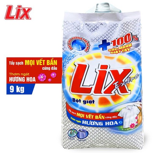 Ảnh Bột giặt Lix Extra hương hoa 9Kg EB010 siêu làm trắng quần áo tăng gấp đôi sức mạnh lưu hương lâu cho giặt tay và máy 2