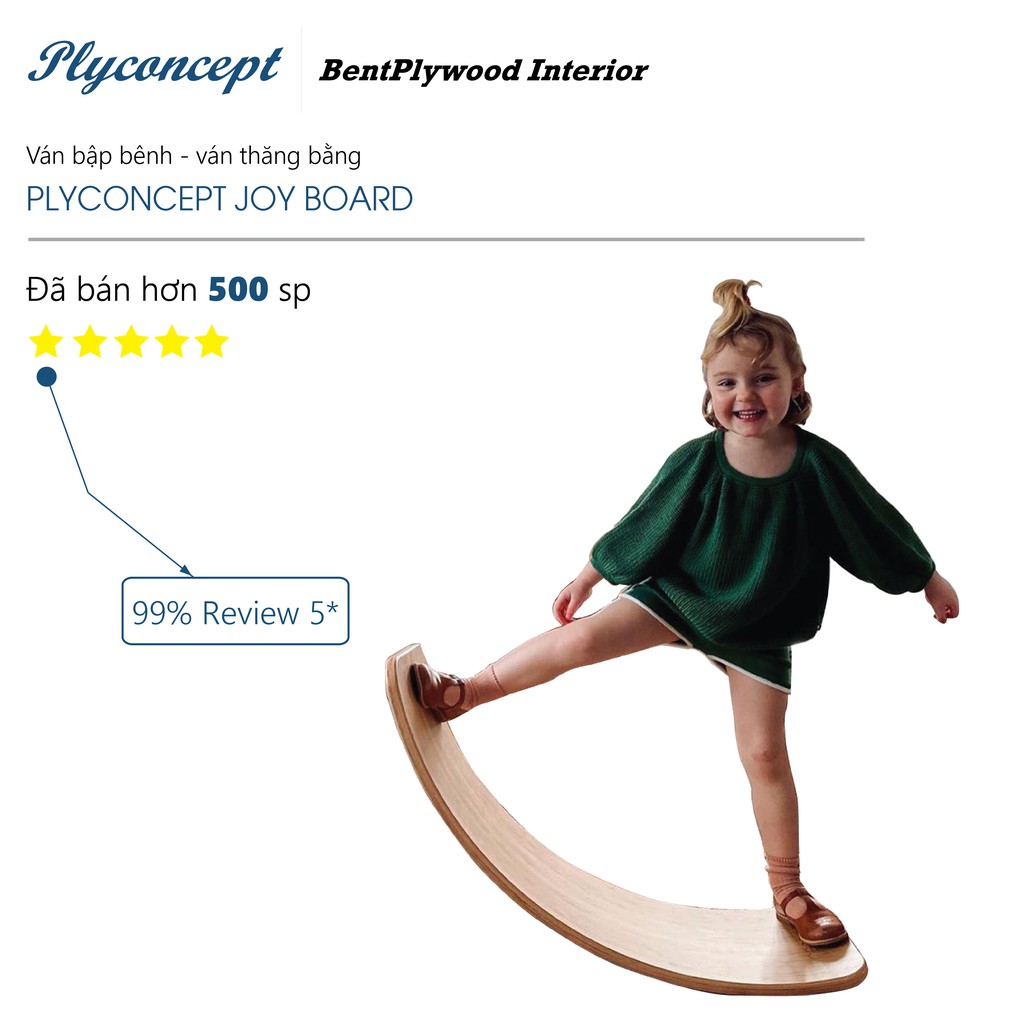 [Mã BMLTA35 giảm đến 35K đơn 99K] Ván bập bênh, Ván thăng bằng Montessori PlyConcept Joy Rocker Board