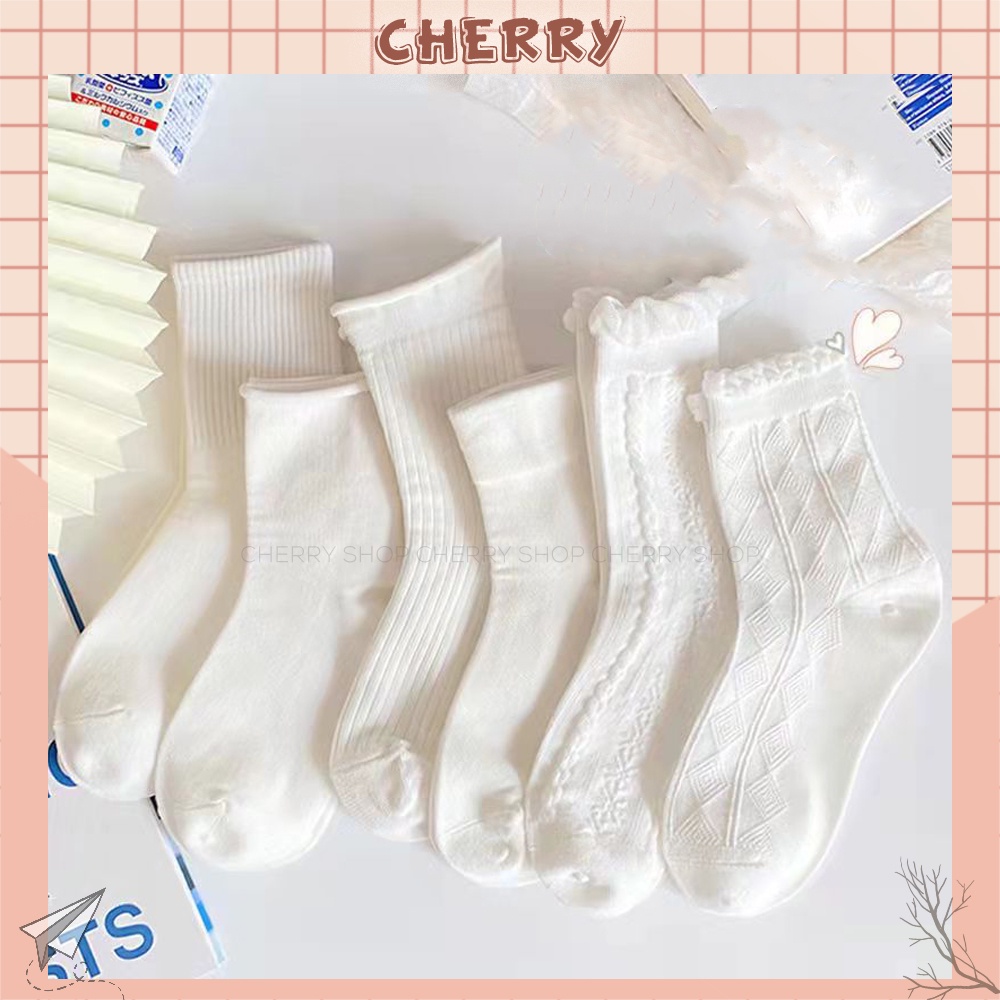 Tất cao cổ nữ chất liệu vải Hàn co giãn 4 chiều, vớ nữ phong cách Vintage - Cherry shop - 1