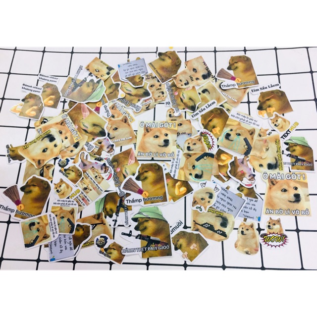 Sticker cheems 60 cái ép lụa bóc dán / hình dán chó cheems | Shopee ...