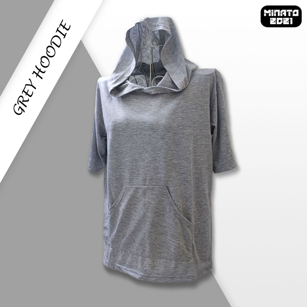 Áo Thun Hoodie Tay Ngắn Nam Nữ Unisex Form Vừa Fit Trơn