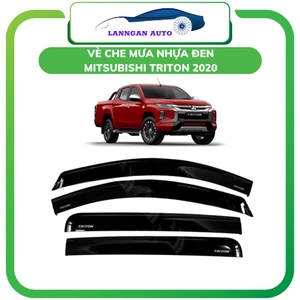 Bộ vè che mưa xe Mitsubishi Triton 2017-2023 - Vè mưa đen nhựa ABS hàng cao cấp
