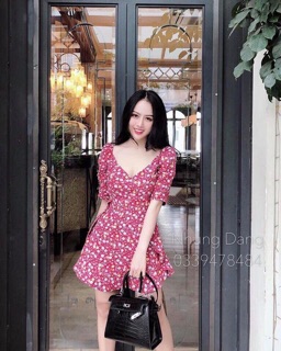 Hàng tk-đầm hoa xoè chất lụa hàn