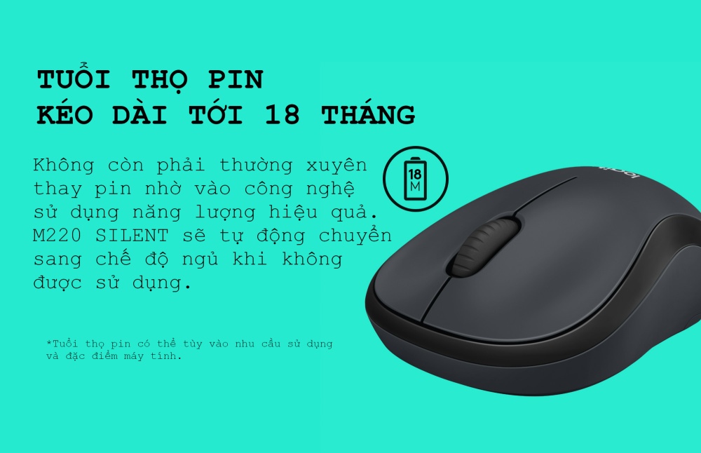 Mô tả Chuột không dây Logitech M220 Silent - giảm ồn, USB, pin 1.5 năm, phù hợp PC/Laptop - 4