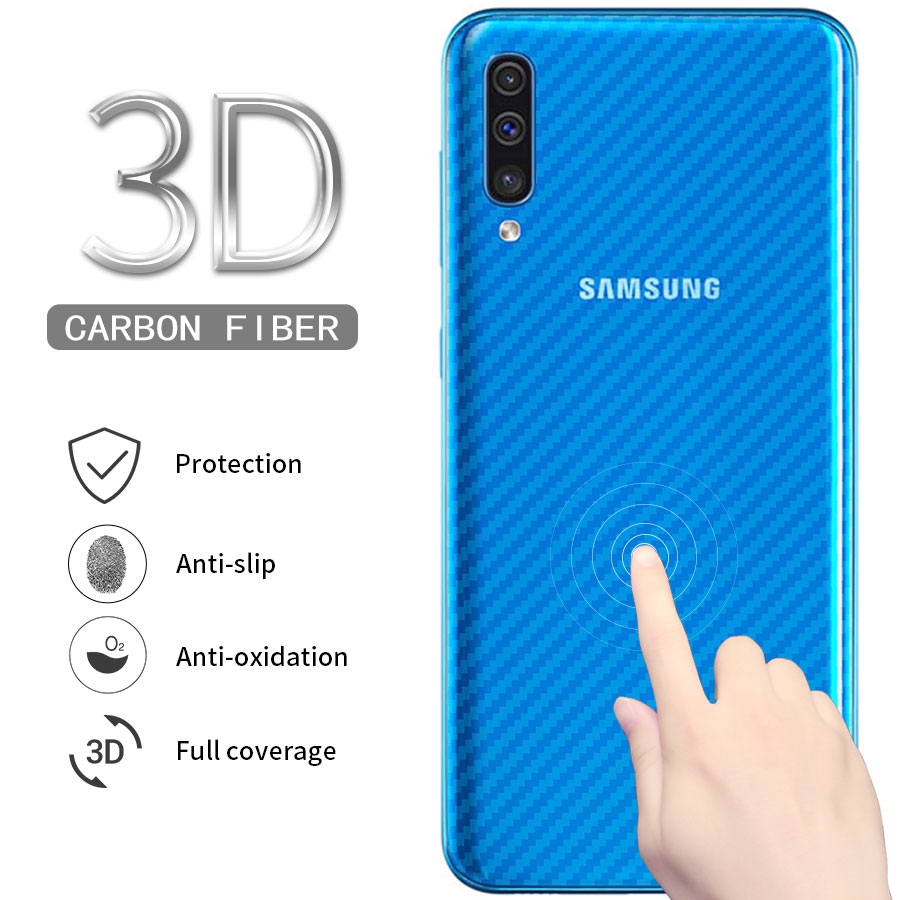 2 Chiếc 3D Samsung Galaxy A10 A20 A30 A50 A70 A7 A8 A9 2018 S8 S9 S10 Plus Phim Mặt Sau Bằng Sợi Carbon Mềm