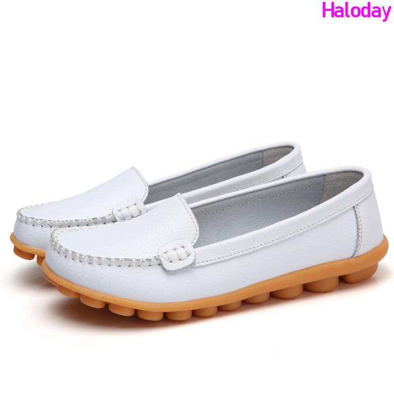 Giày Nữ Size Lớn (35-44) 44 43 42 41✨Chính Hãng Da Thật Chính Hãng Người Cao Tuổi Mẹ Giày Nữ Giày Đậu Hà Lan Giày Y Tá Size Lớn Giày Lười