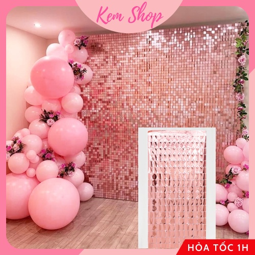 Tấm rèm sequin lấp lánh 1*2m làm backdrop dán tường Kem Shop trang trí sinh nhật tiệc cưới sự kiện - Kemshop K355