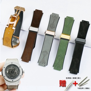 Dây Đeo Đồng Hồ Bằng Da Và Silicon Nhám 22mm Thay Thế Cho Hublot 25 * 19mm