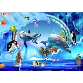 Tranh Dán Tường Đáy Biển Đại Dương 3D, dán phòng bé, bể bơi