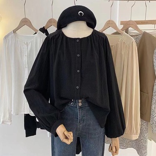 Áo Sơ Mi Nữ Tay Dài Dáng Rộng Phong Cách Hàn Quốc Baju Baju Wanita Lengan Panjang