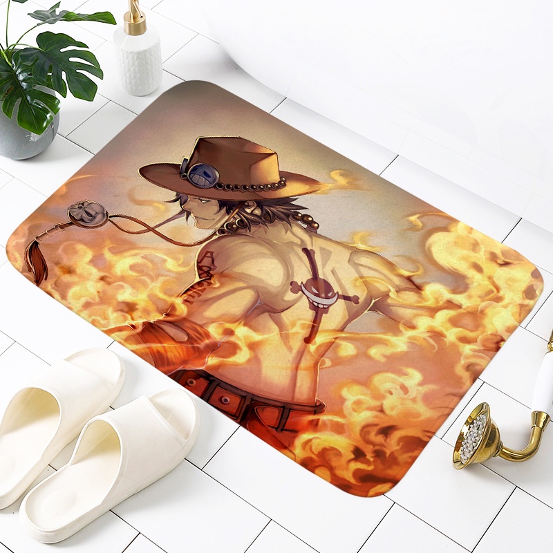 Khỉ D. Thảm lót cửa chùi chân Chống Trượt Thấm Hút Tốt In Hình Nhân Vật Anime One Piece Kích Thước 60x40cm