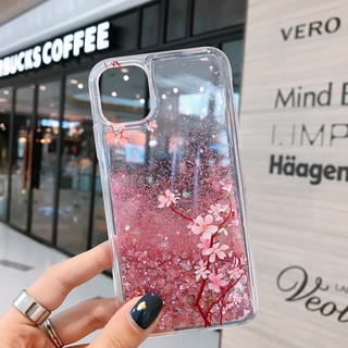 Quicksand Peach Blossom Vỏ Điện Thoại Cho iPhone 16 15 14 13 12 11 Pro Max Mini XS XR X Ốp Lưng Trong Suốt Chống Sốc