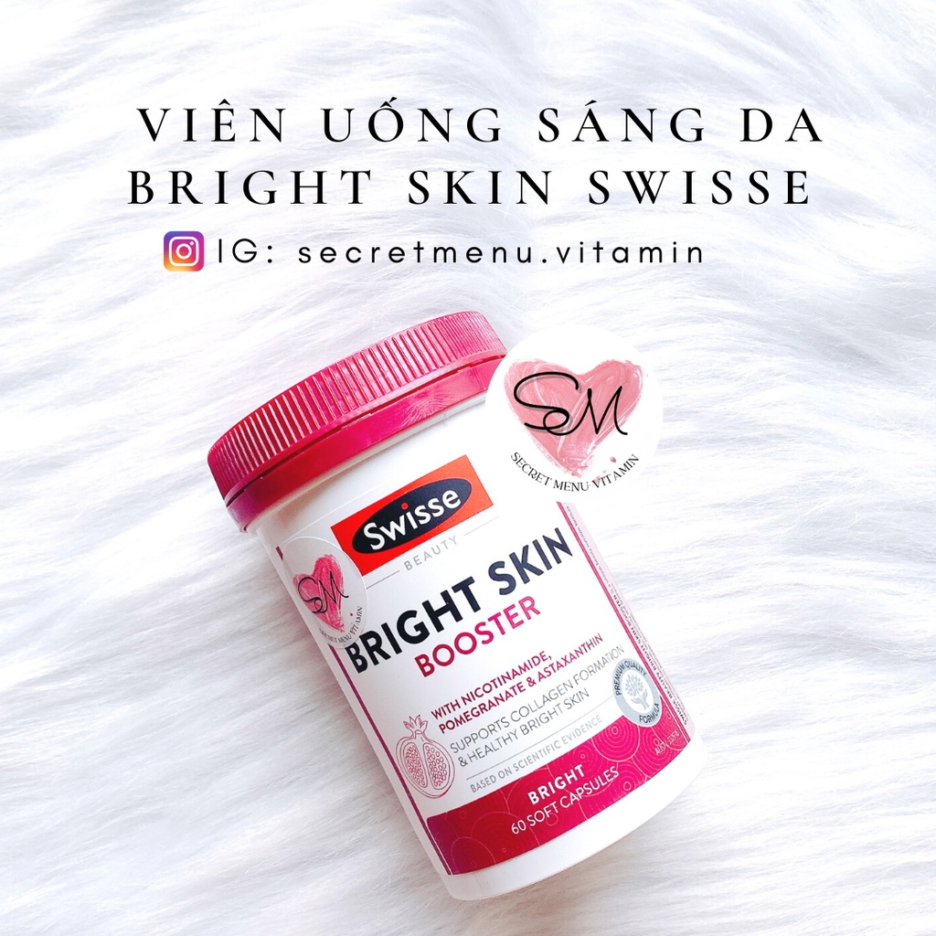 Viên uống sáng trắng Glutathione Bright skin Swisse 60 viên Úc | Secret Menu Vitamin